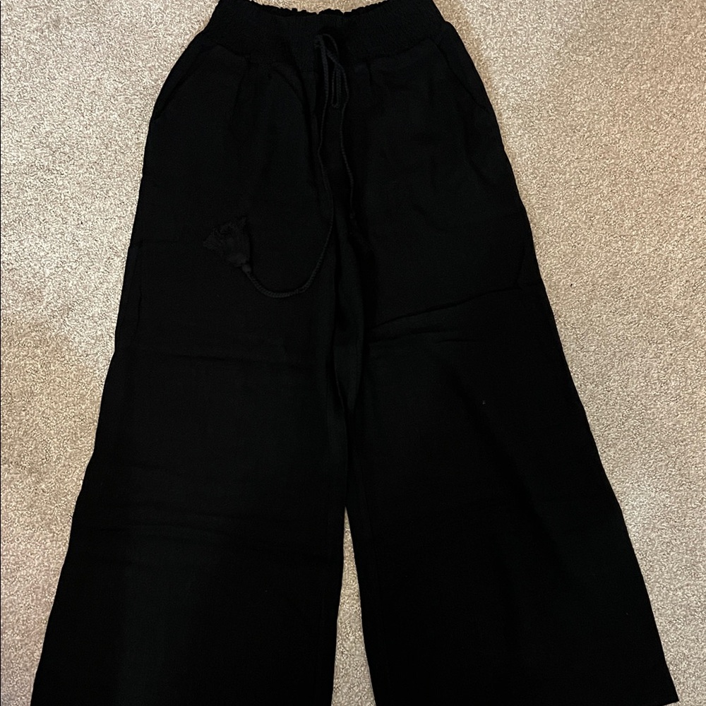 Elegant Black Wide Leg Women's Pants